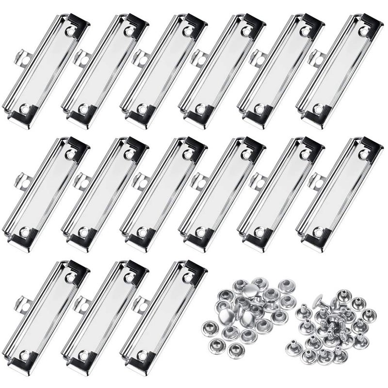 Meetory 15 Pack Clipboard Clips 3.94" Mountable Stainless Metal Clipboards Hardware with Rubber Grip and Hanging Hole(Included 30 Piece Rivets) - Image 1